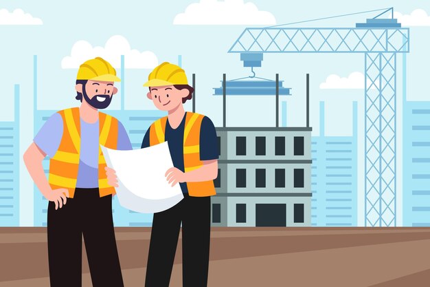 Ilustración de ingeniería y construcción