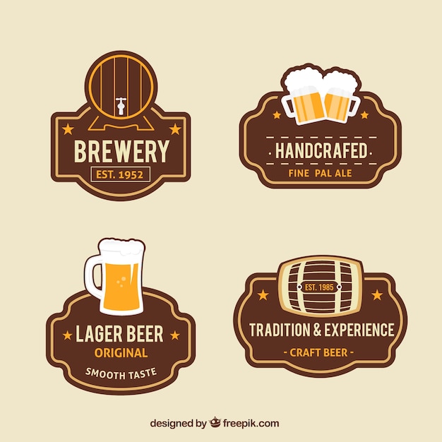 Vector gratuito ilustración insignias cerveza serie vintage