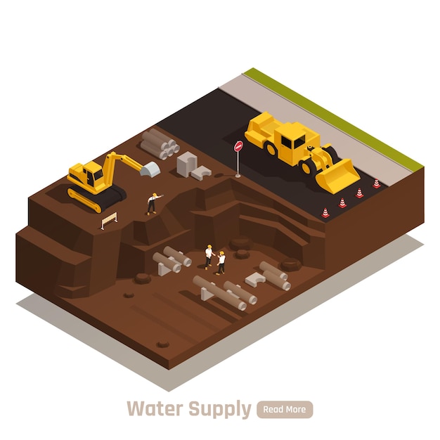 Ilustración de instalación de suministro de agua