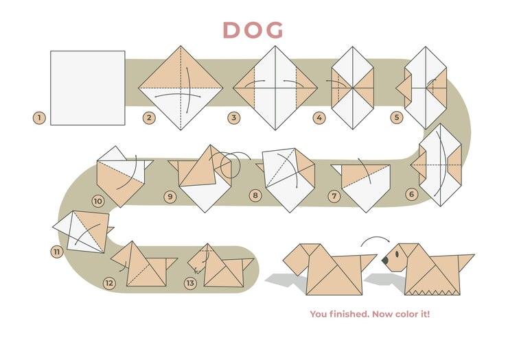 Vector gratuito ilustración de instrucciones de origami dibujado a mano