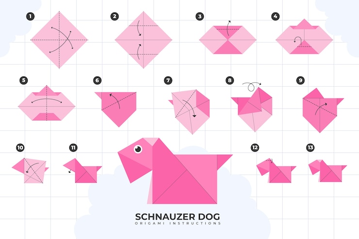 Vector gratuito ilustración de instrucciones de origami dibujado a mano