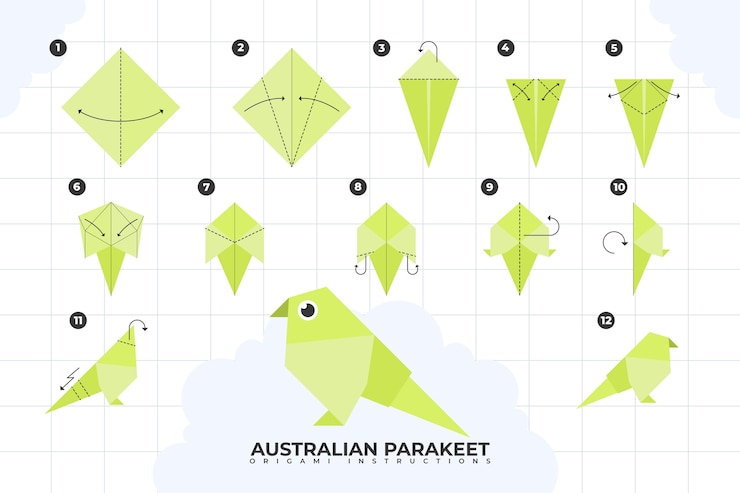 Vector gratuito ilustración de instrucciones de origami dibujado a mano