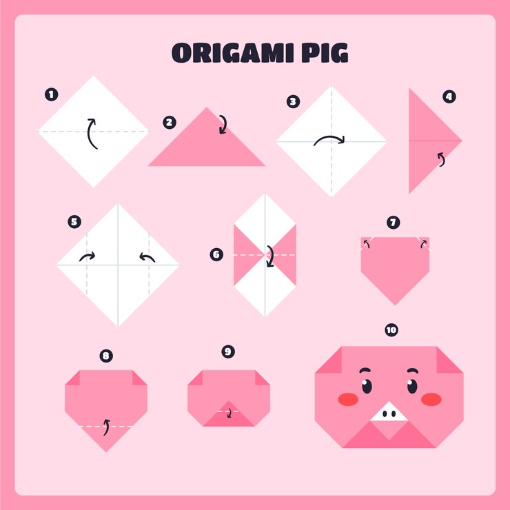 Vector gratuito ilustración de instrucciones de origami dibujado a mano