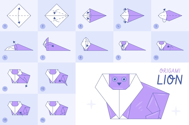 Vector gratuito ilustración de instrucciones de origami dibujado a mano