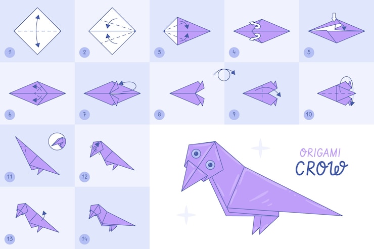 Vector gratuito ilustración de instrucciones de origami dibujado a mano
