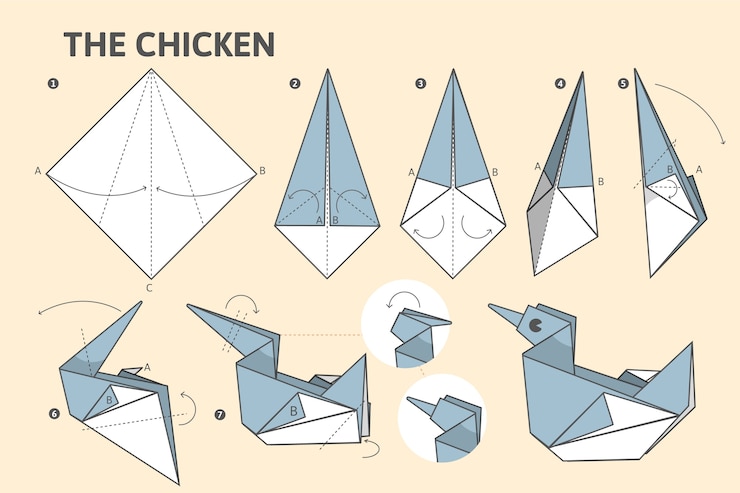 Vector gratuito ilustración de instrucciones de origami de diseño plano