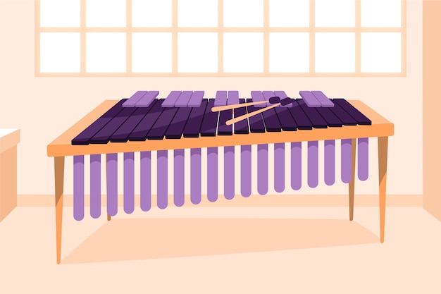 Ilustración de instrumento de marimba dibujado a mano