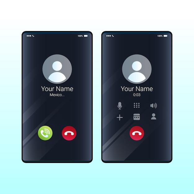 Vector gratuito ilustración de interfaz de pantalla de llamada telefónica