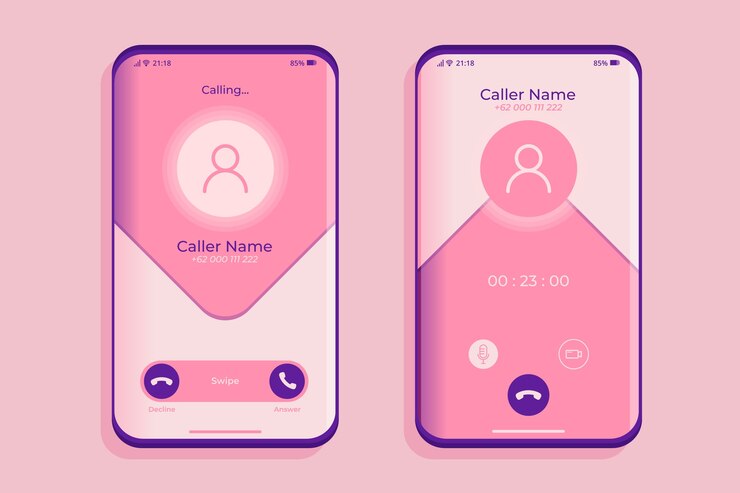 Vector gratuito ilustración de interfaz de pantalla de llamada de teléfono degradado
