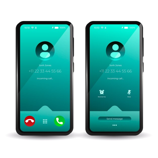 Ilustración de interfaz de pantalla de llamada de teléfono degradado