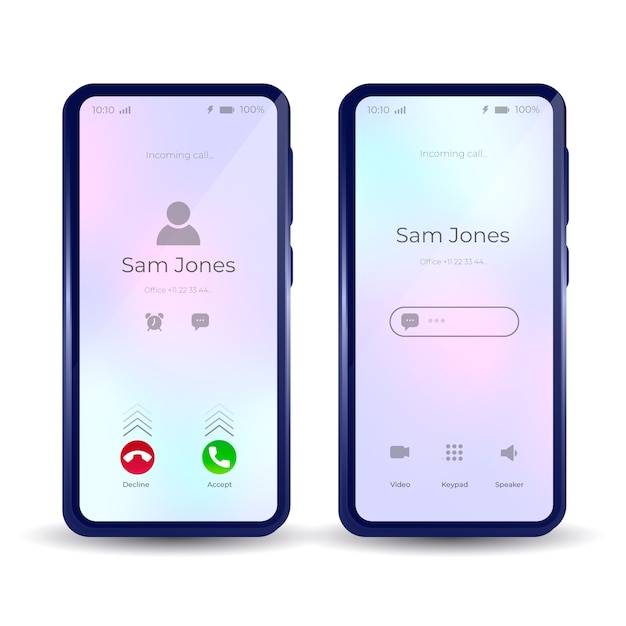 Vector gratuito ilustración de interfaz de pantalla de llamada de teléfono degradado