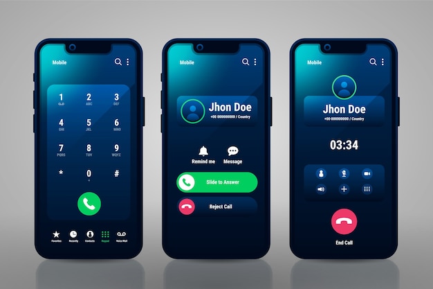 Ilustración de interfaz de pantalla de llamada de teléfono degradado