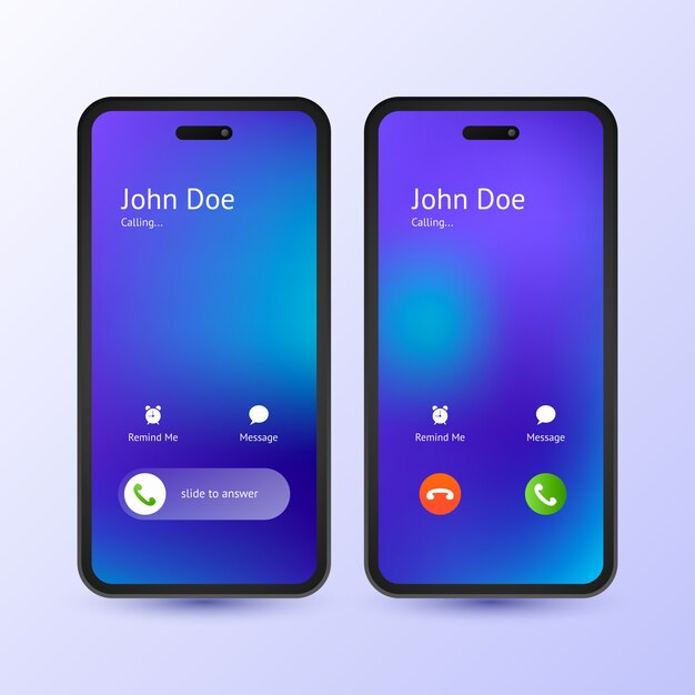 Ilustración de interfaz de pantalla de llamada de teléfono degradado