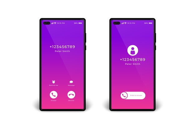 Ilustración de interfaz de pantalla de llamada de teléfono degradado