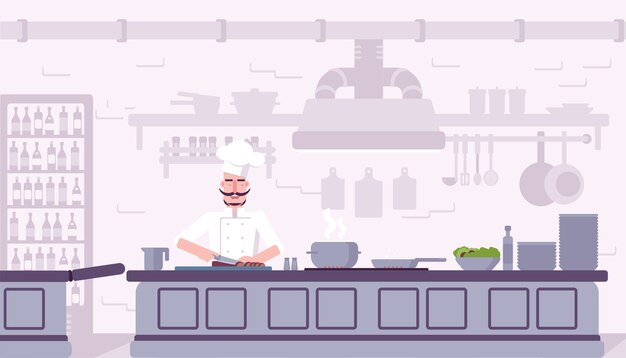 Sala de cocina de dibujos animados interior, encimera de cocina con