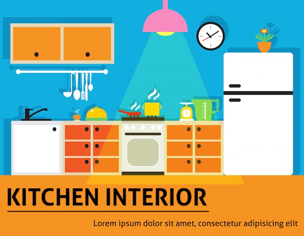 Ilustración interior de cocina