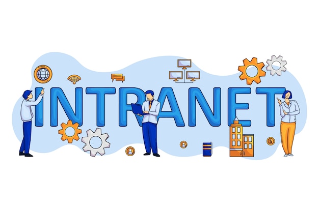 Ilustración de intranet dibujada a mano