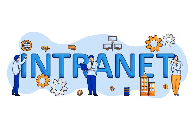 Ilustración de intranet dibujada a mano
