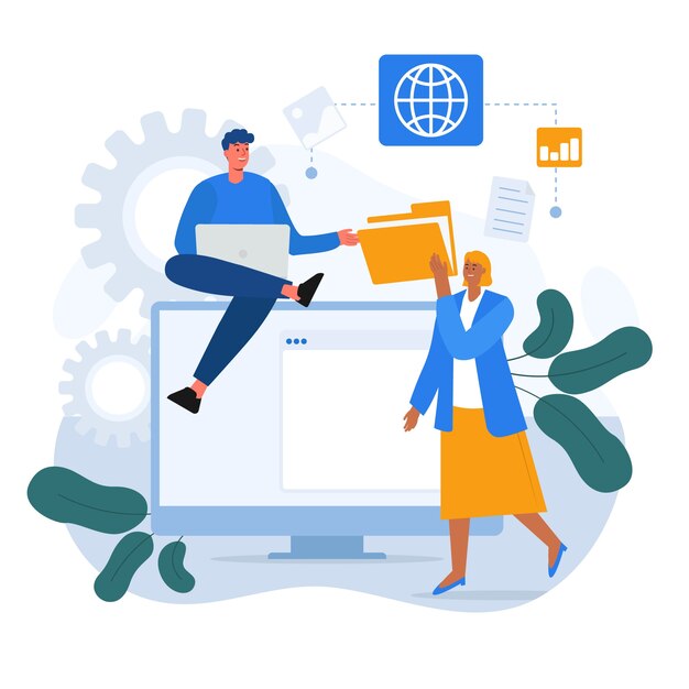 Ilustración de intranet de diseño plano dibujado a mano