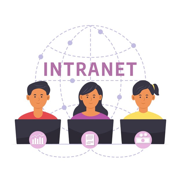 Ilustración de intranet de diseño plano dibujado a mano