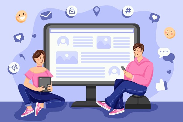 Ilustración de intranet de diseño plano dibujado a mano