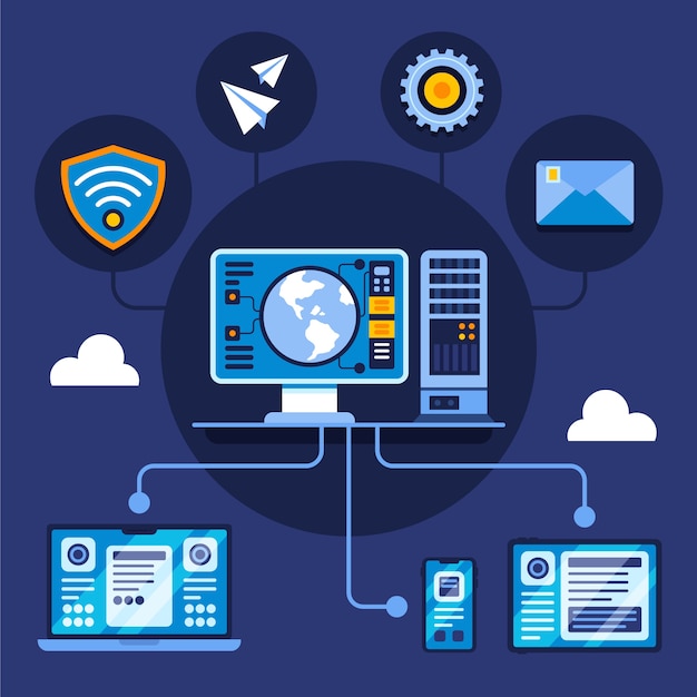 Ilustración de intranet de diseño plano