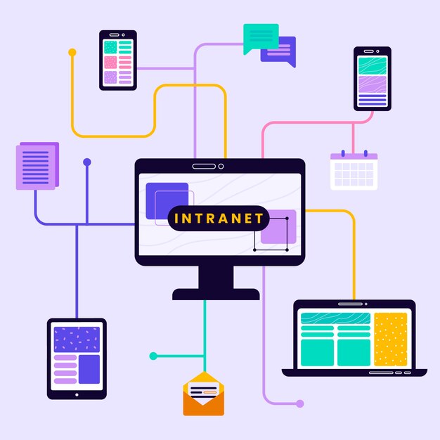 Ilustración de intranet de diseño plano