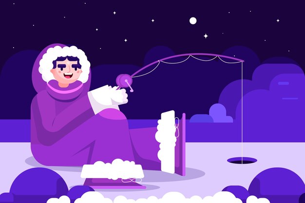Ilustración de invierno esquimal plano