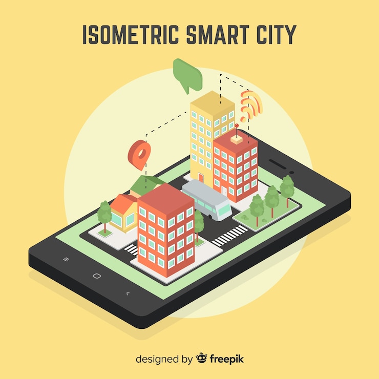 Vector gratuito ilustración isométrica de ciudad inteligente