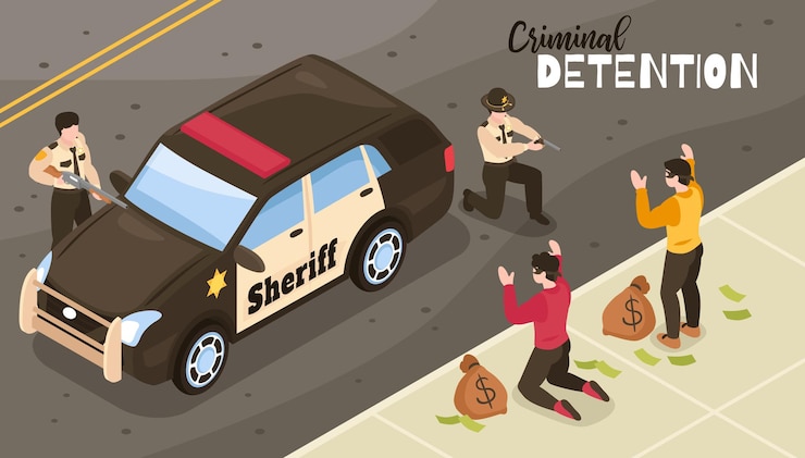 Vector gratuito ilustración isométrica de detención criminal