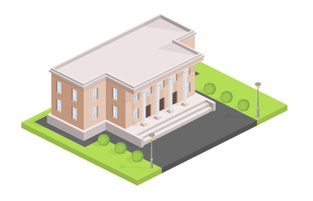 Ilustración isométrica del edificio del museo