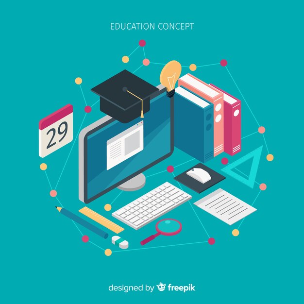 Ilustración isométrica educación