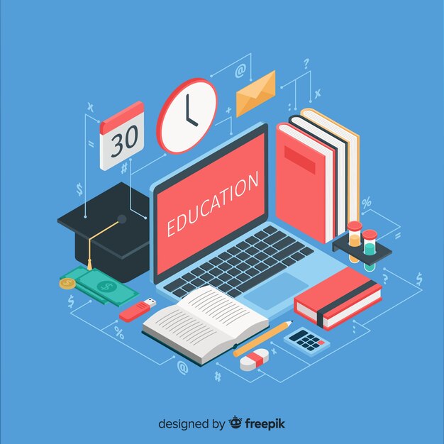 Ilustración isométrica educación