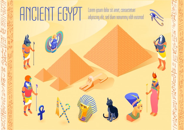 Vector gratuito ilustración isométrica de egipto