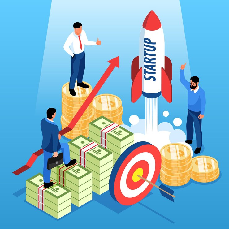 Vector gratuito ilustración isométrica de inversión con hombres que permanecen en paquetes de billetes