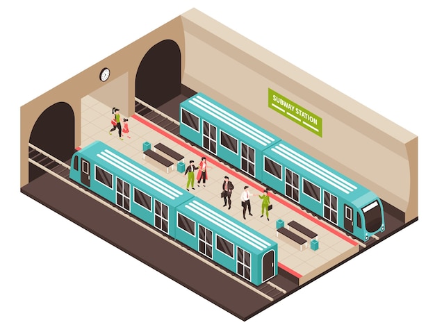 Vector gratuito ilustración isométrica del metro del metro