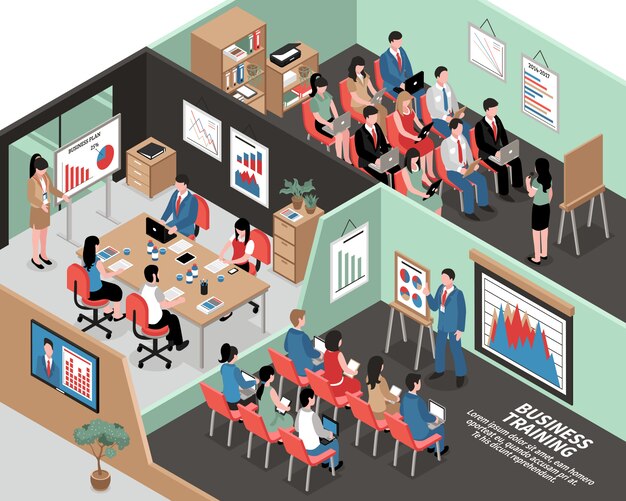 Ilustración isométrica de negocios