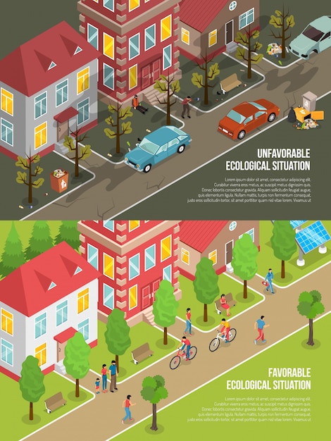 Vector gratuito ilustración isométrica de la situación ambiental