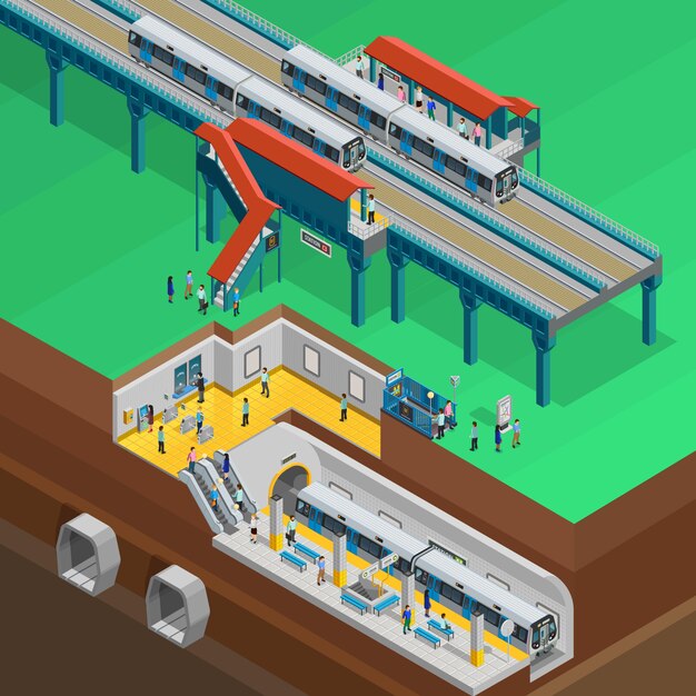 Ilustración isométrica subterránea