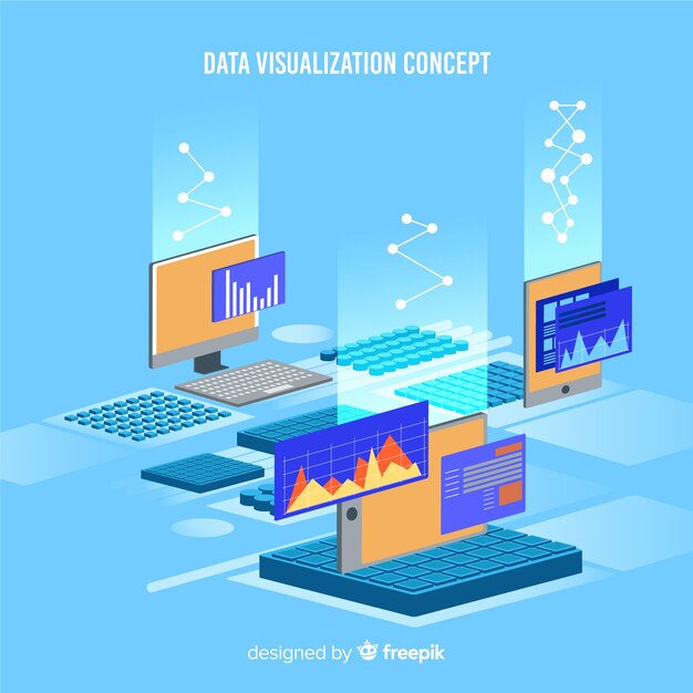 Ilustración isométrica visualización de datos