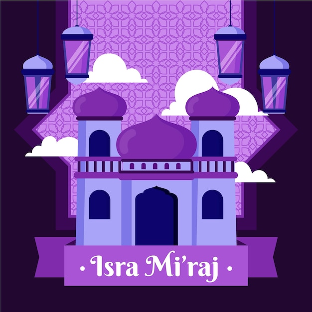 Vector gratuito ilustración de isra miraj en diseño plano