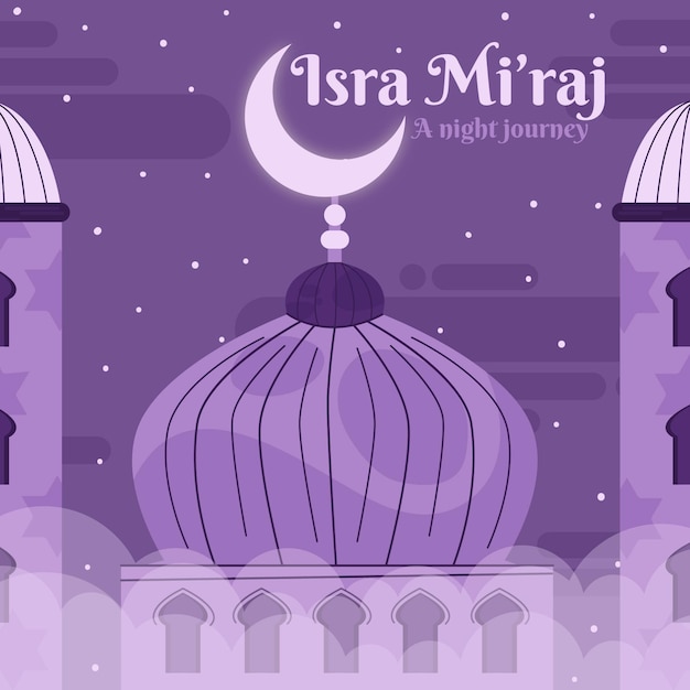 Vector gratuito ilustración de isra miraj con luna