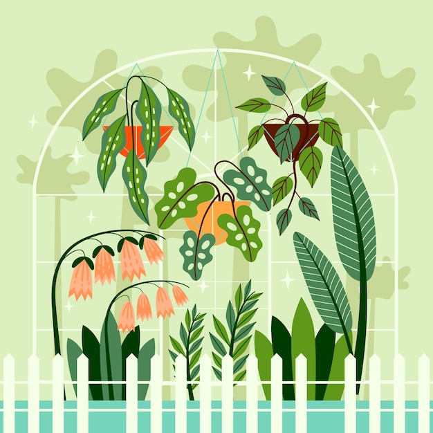 Ilustración de jardín botánico dibujado a mano