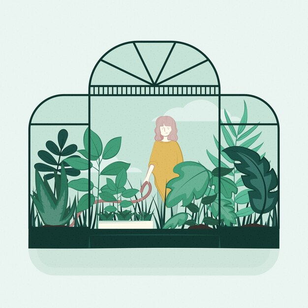 Ilustración de jardín botánico dibujado a mano