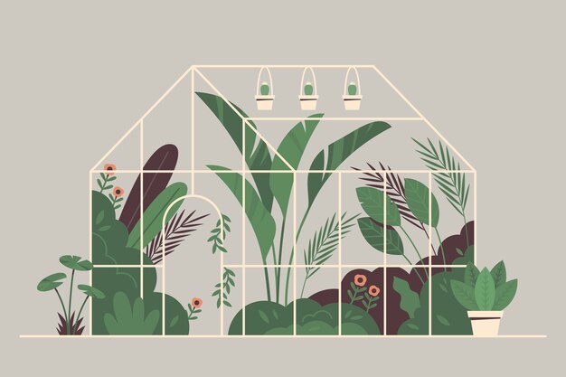Ilustración de jardín botánico dibujado a mano