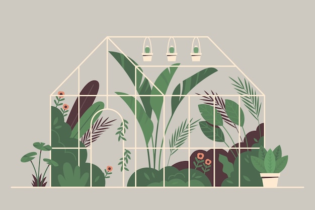 Ilustración de jardín botánico dibujado a mano