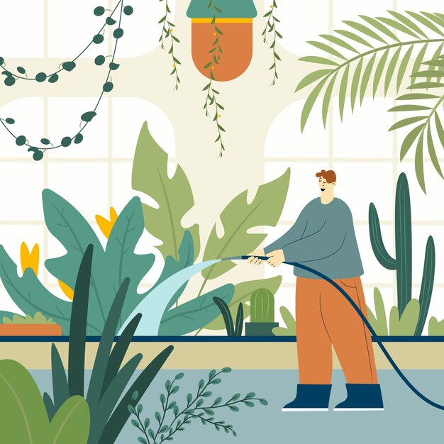 Ilustración de jardín botánico dibujado a mano