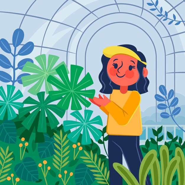 Ilustración de jardín botánico dibujado a mano