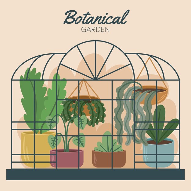 Ilustración de jardín botánico dibujado a mano