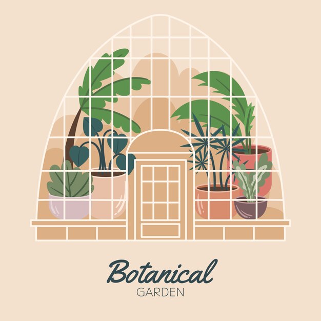 Ilustración de jardín botánico dibujado a mano